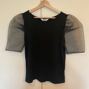 Anthropologie BB Dakota Black Puff-Mesh Sleeve Jersey  Whimsigoth Grunge Fairy